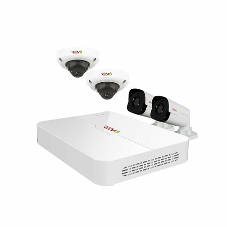 REVO AMERICA Ultra HD Audio Capable 4 Channel Surveillance System with 4 4MegaPixel Cameras RU42D2GB2GA-1T